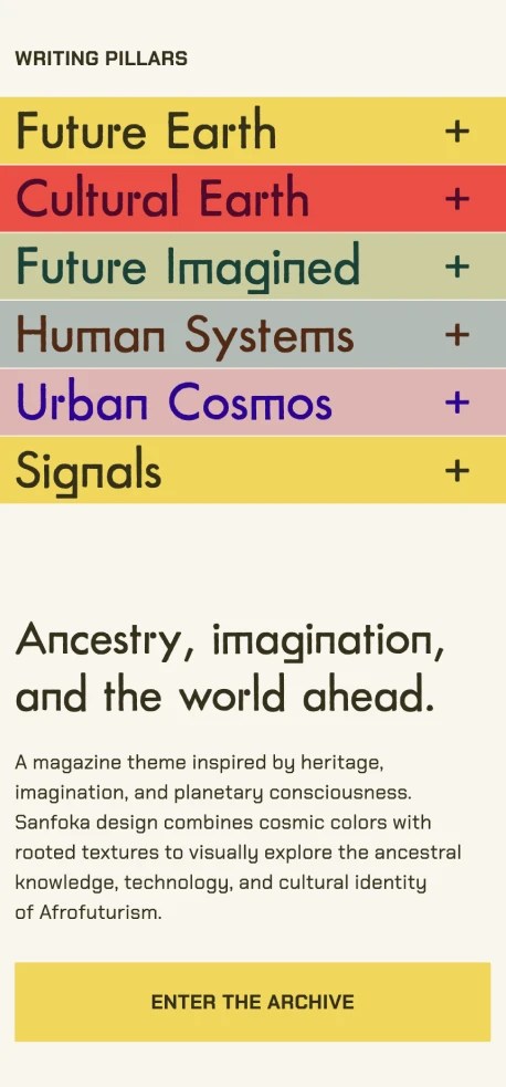 Sankofa theme on mobile